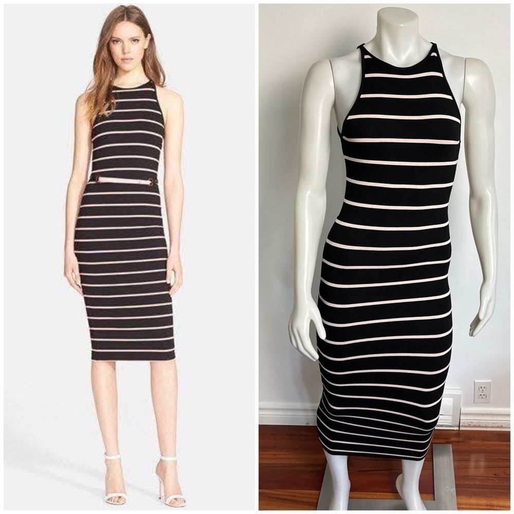 TED BAKER - Sleeveless Midi Striped dress. Missing the original belt. US 4